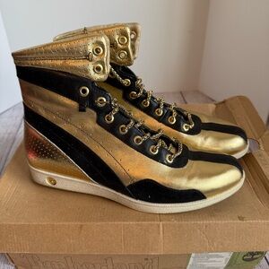 TIMBERLAND Gold Black Shoe Boots Rare 10